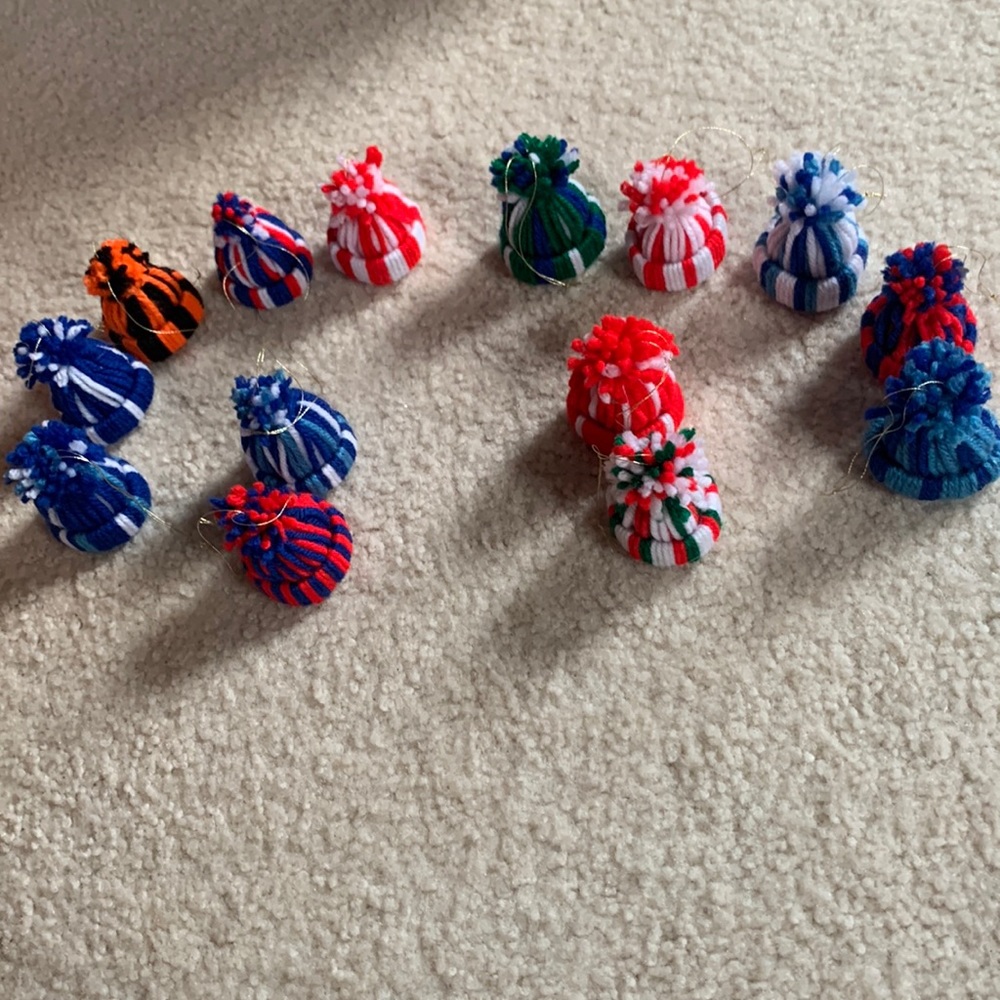 Handmade winter hat ornaments